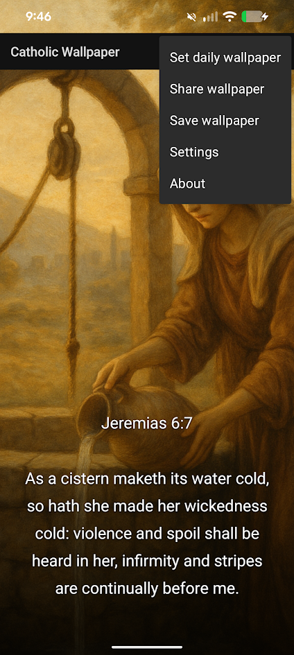 Catholic Wallpaper feature menu screen